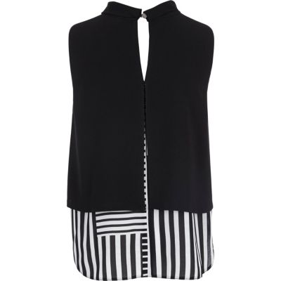 Girls black double layer vest